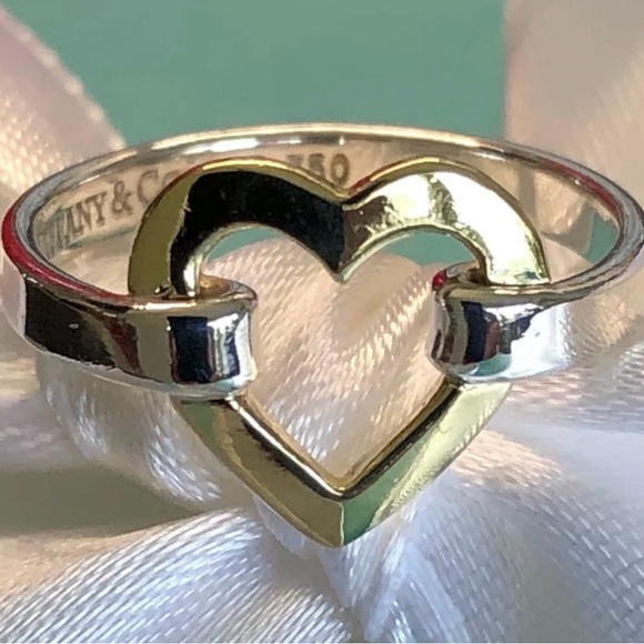 Tiffany & Co. Silver and Gold Heart Ring - Picture 1 of 6